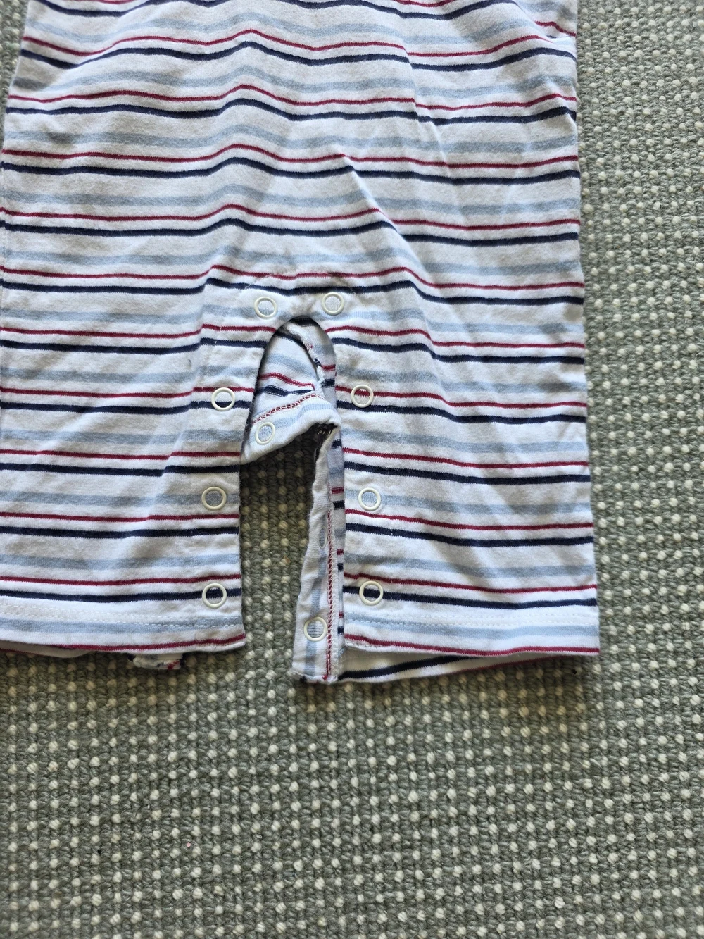 Janie and Jack Striped Romper in White, Blue and Red Accent